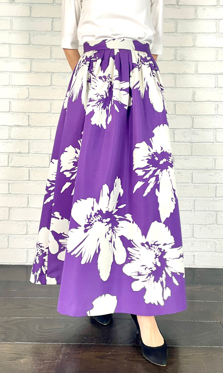 シャープフラワーPt. フレアーマキシスカート＜パープル＞ – M・fil  