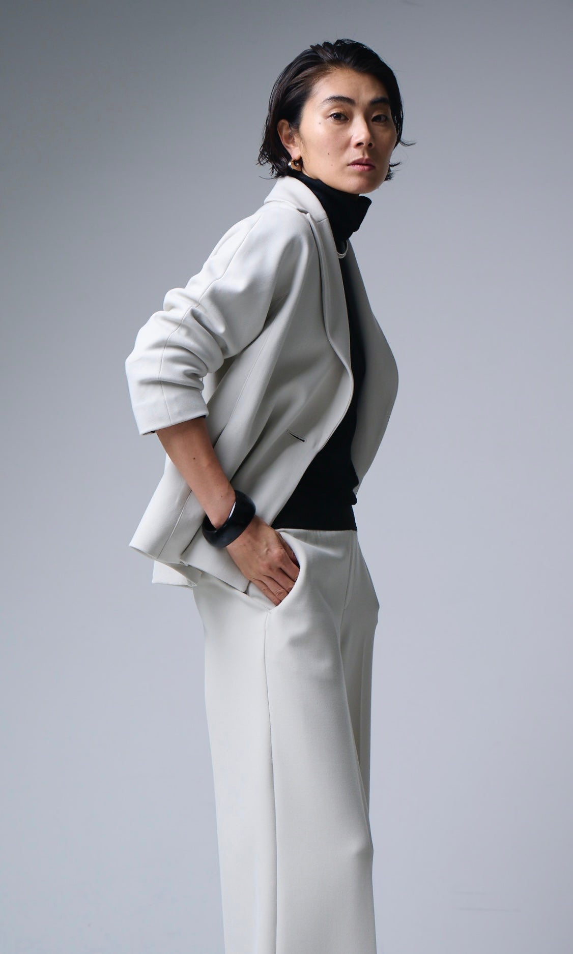 (K04449）エムフィル M Fil バスケットリネーラノースリーブジャケット K04449）エムフィル M Fil バスケットリネーラノースリーブ