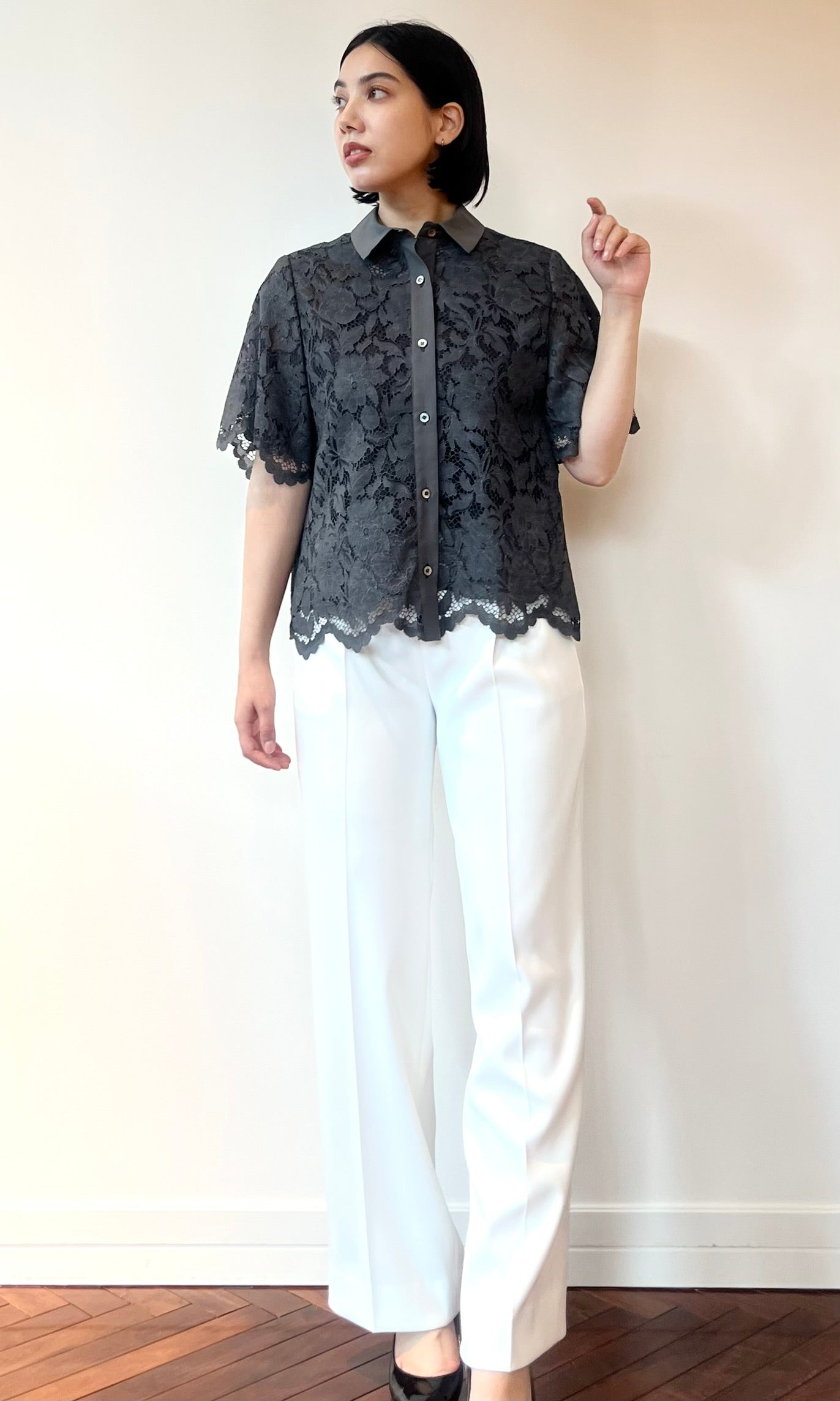 新品未使用:ミカコナカムラMFilのブラック花柄オーガンジーのトップス SHIRT / BLOUSE – M・fil 公式オンラインショップ