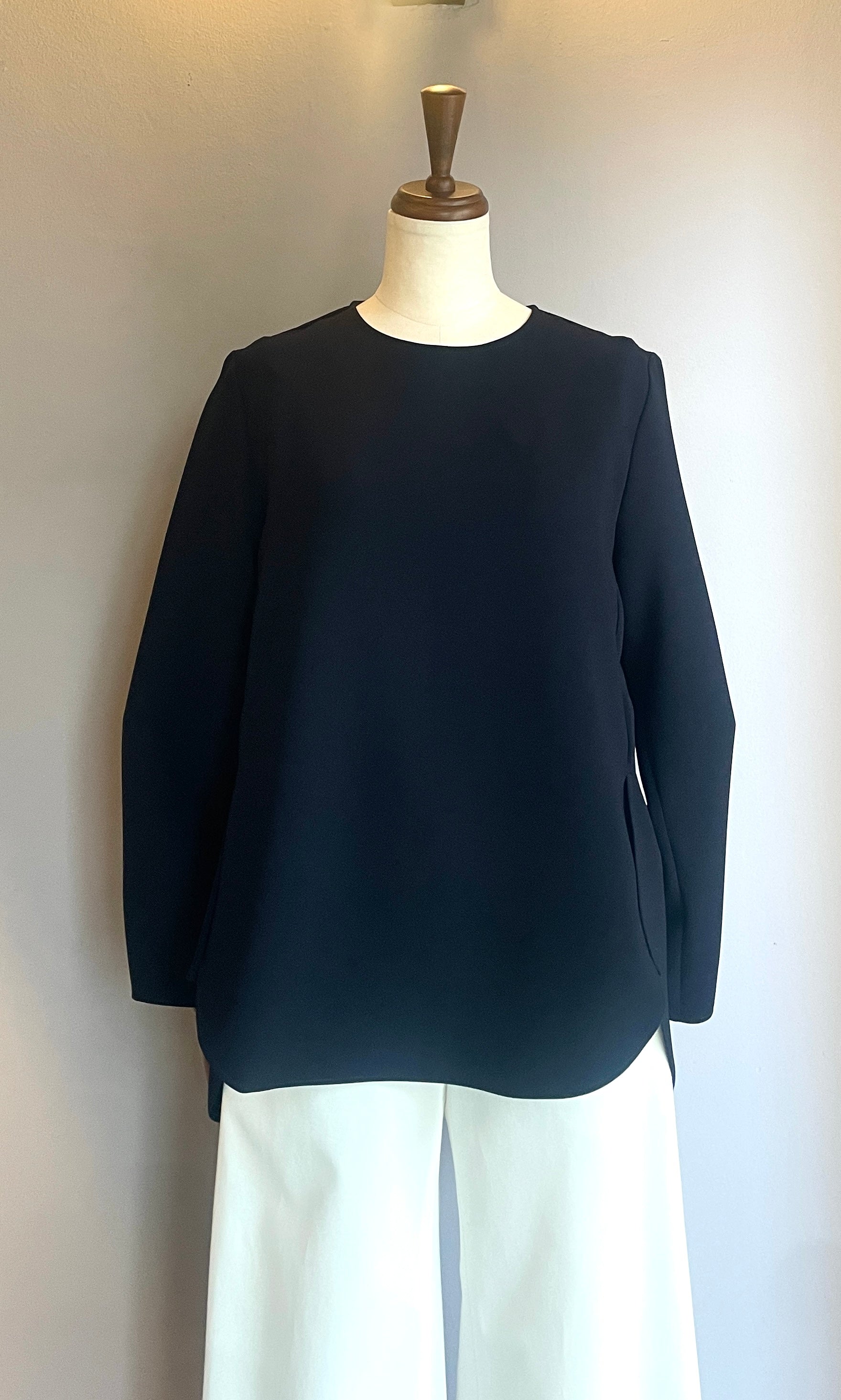 極美品＊M.fil エムフィル 袖プリーツブラウス 38 ブルー バックリボン 極美品♪M.fil エムフィル 袖プリーツブラウス 38 ブルー バック
