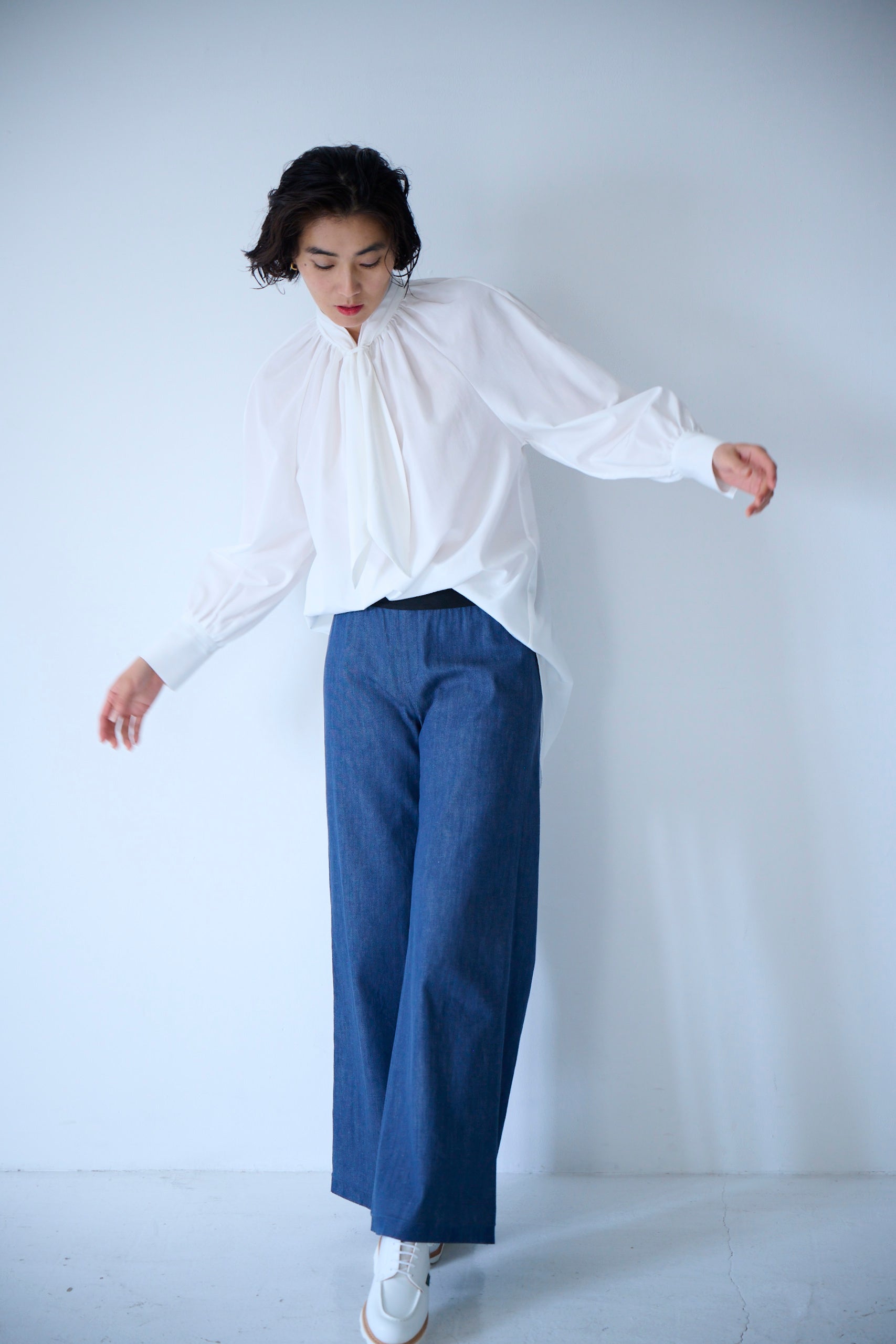 新品　M・fil (エムフィル)タックスリーブ タイブラウス リボン付き 長袖 M・fil 公式オンラインショップ
